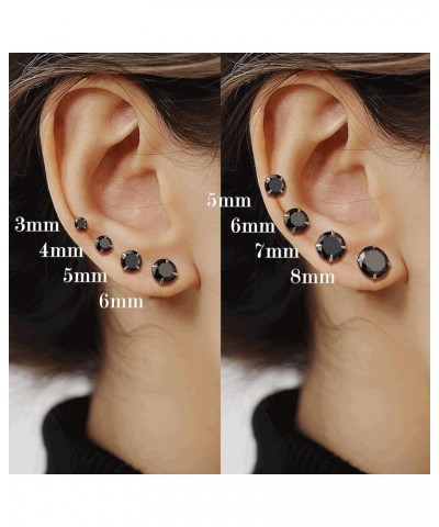 925 Sterling Silver Black Cubic Zirconia 3mm-8mm CZ Stud Earrings Men Women 3mm Stone $8.37 Earrings