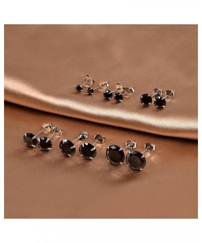 925 Sterling Silver Black Cubic Zirconia 3mm-8mm CZ Stud Earrings Men Women 3mm Stone $8.37 Earrings