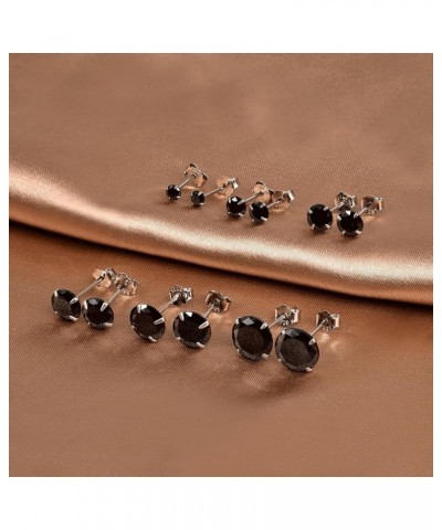 925 Sterling Silver Black Cubic Zirconia 3mm-8mm CZ Stud Earrings Men Women 3mm Stone $8.37 Earrings