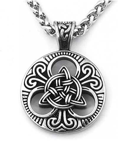 Viking Celtic Triquetra Medallion Necklace Stainless Steel Charming Attractive Jewelry For Men Women Silver Triquetra 20 Inch...