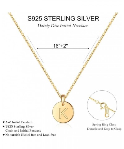 Easter Gifts for Girls - S925 Sterling Silver Initial Necklaces for Girls Women, Sterling Silver Disc Initial Pendant Gold/Ro...