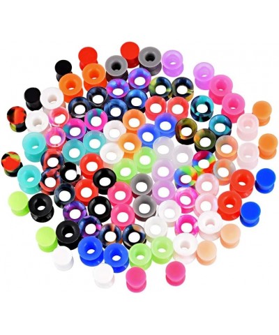 24pcs-100pcs Colorful Silicone Ear Gauges Double Flared Ear Tunnels Set Stretchers Expander Ear Piercing Jewelry 100pcs, 0G $...