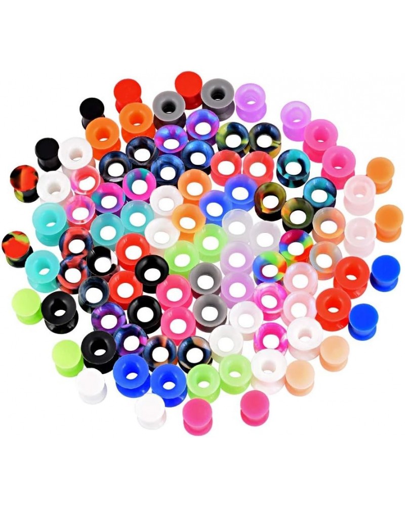 24pcs-100pcs Colorful Silicone Ear Gauges Double Flared Ear Tunnels Set Stretchers Expander Ear Piercing Jewelry 100pcs, 0G $...