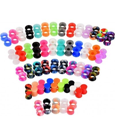 24pcs-100pcs Colorful Silicone Ear Gauges Double Flared Ear Tunnels Set Stretchers Expander Ear Piercing Jewelry 100pcs, 0G $...