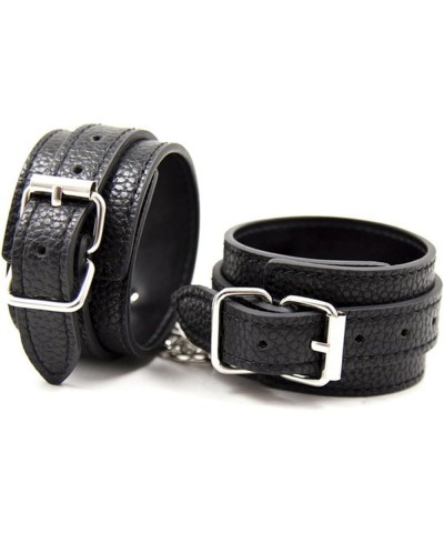 Stylish Adjustable Leather Bracelet - Your Perfect Ankle Bracelet with Metal Connect Chain for a Dazzling Club Look Black Bra...