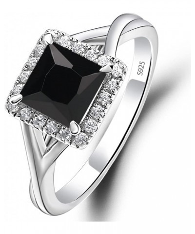 925 Sterling Silver Square Cut 6X6 MM Gemstone Ring Halo Engagement Ring Infinity Wedding Ring Black Spinel $38.85 Others