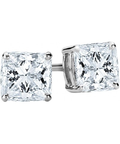 1/2-2 Carat Total Weight Princess Diamond Stud Earrings 4 Prong Screw Back (D-E Color VS1-VS2 Clarity) 0.5 Carat 14K White Go...