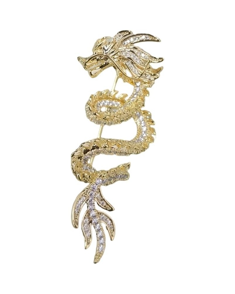 Rhinestone Dragon Brooch Pin for Women Girls Men Gold Plated Fashion Crystal Mythical Creatures Animal Brooches Lapel Pins Da...