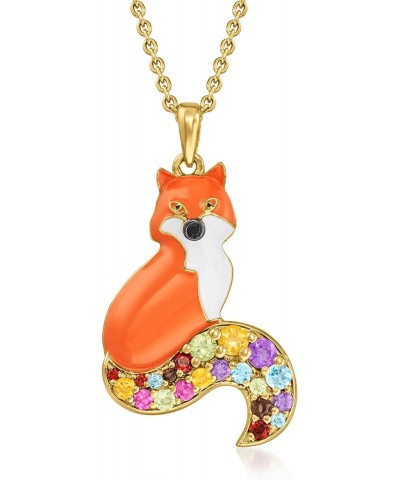 0.68 ct. t.w. Multi-Gemstone and Multicolored Enamel Fox Pendant Necklace in 18kt Gold Over Sterling. 18 inches $34.32 Necklaces