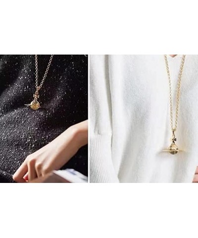 Saturn Necklace for Women Sky Star Saturn Planet Pendant Single Layered Necklaces for Women Quartz Saturn Pendant(Gold) $19.2...