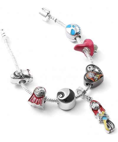 Nightmare Before Christmas Charm Bracelet - Jack Skellington and Sally Skull Enamel Charm Beads with Snake Chain Bracelet, Ha...