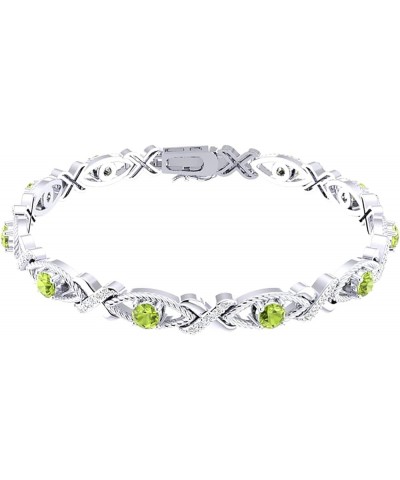 Crossed Lustrous Eyelet Bracelet for Women 925 Sterling Silver Gemstone Bracelet Round 4mm with 1.2mm Cubic Zirconia Bracelet...