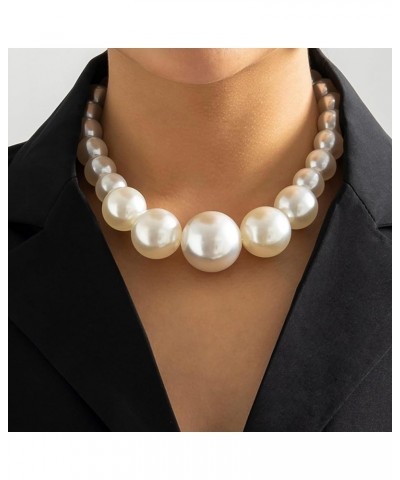 Chunky Pearl Necklace Big Large Simulated Pearl Choker Necklace Chunky Beaded Necklaces for Women Wedding Party Costume Jewel...