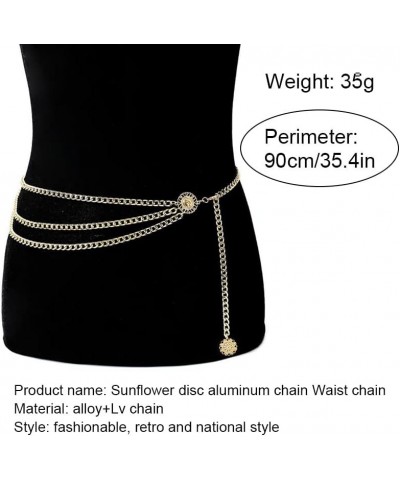 Multi Layer Chain Belts for Women Girls Sunflower Waist Chains layered Body Chain for Women Multilayer Belly Chain Waist Belt...