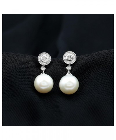 Certified Freshwater Pearl and Diamond Dangle Earrings for Women | 12.50 Cttw | AAA Quality 14K White Gold $241.28 Earrings