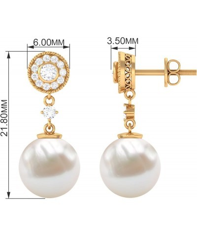 Certified Freshwater Pearl and Diamond Dangle Earrings for Women | 12.50 Cttw | AAA Quality 14K White Gold $241.28 Earrings