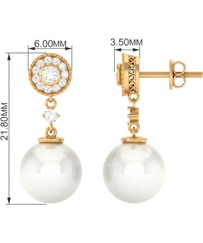 Certified Freshwater Pearl and Diamond Dangle Earrings for Women | 12.50 Cttw | AAA Quality 14K White Gold $241.28 Earrings