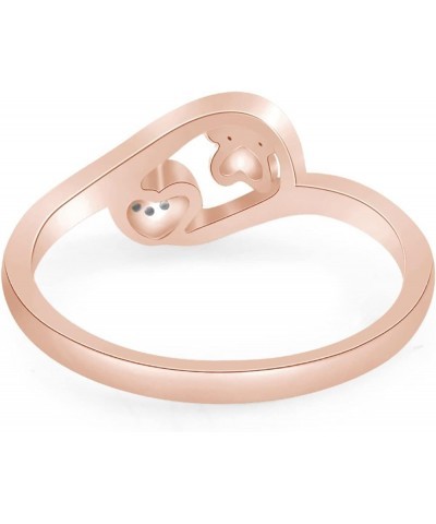 White Natural Diamond Accent Paw Print Heart Ring in 14k Gold Over Sterling Silver (I-J Color, 0.03 Cttw) rose-gold-plated-si...