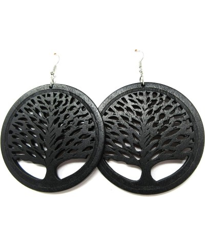 Tree of Life Earrings -Tree of life Drop Wood Earrings - Tree Earrings - Tree of life Earrings Circle of Life Black M2 $9.57 ...