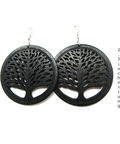 Tree of Life Earrings -Tree of life Drop Wood Earrings - Tree Earrings - Tree of life Earrings Circle of Life Black M2 $9.57 ...