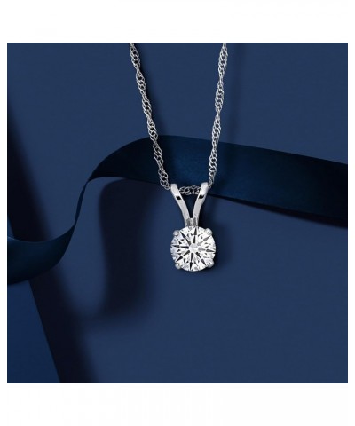 Lab-Grown Diamond Solitaire Pendant -With Unique laser engraved Diamond ID, D Color VVS2 Clarity, 1 CT TW & 3/4 CT TW -Availa...