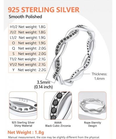 925 Sterling Silver Ring Twisted Rope Wedding Band for Women with Cubic Zirconia Size 4-12 6 Silver-White CZ $14.03 Bracelets