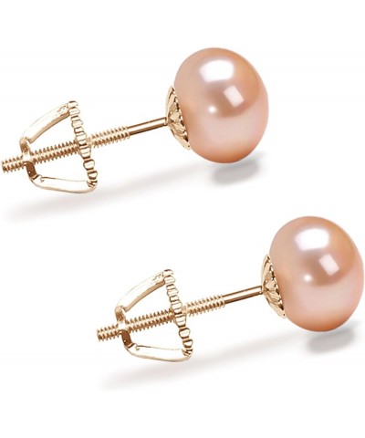 6-10mm Pink Freshwater Cultured Pearl Earrings Stud for Women 925 Sterling Silver Push Back or Screw Back Settings AA Quality...