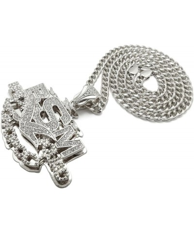 Iced Bust Down Brick Squad BSM Pendant & 5mm 24" Cuban Chain Hip Hop Rapper Style Necklace SILVER $16.49 Necklaces