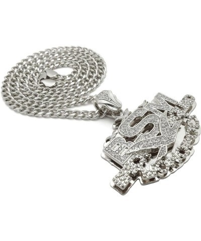 Iced Bust Down Brick Squad BSM Pendant & 5mm 24" Cuban Chain Hip Hop Rapper Style Necklace SILVER $16.49 Necklaces