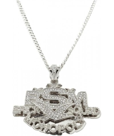 Iced Bust Down Brick Squad BSM Pendant & 5mm 24" Cuban Chain Hip Hop Rapper Style Necklace SILVER $16.49 Necklaces