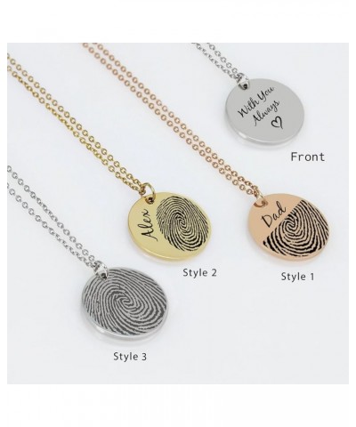 Personalized Customized Actual Fingerprint Engraved Memorial Thumb Print Pendant Necklace for Men Women and Teen Memorial Rou...