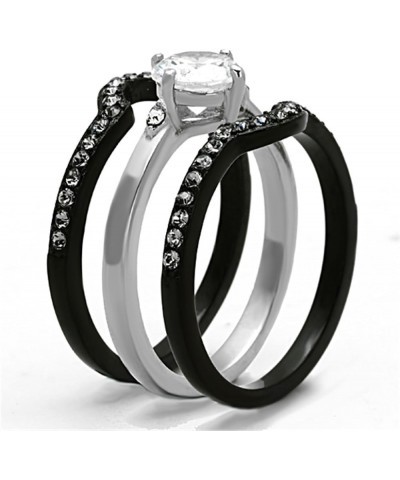 His and Her 4 Piece Black and Silver Stainless Steel and Titanium Wedding Ring Band Set Size Women's 05 Men's 11 $20.91 Sets