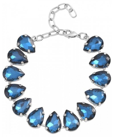 SHOP LC Glass Bracelet for Women Jewelry Wedding Gifts for Women 7.50-9.50" Birthday Gifts for Women Pear in Blue Glass $12.0...