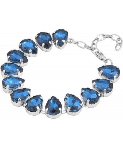 SHOP LC Glass Bracelet for Women Jewelry Wedding Gifts for Women 7.50-9.50" Birthday Gifts for Women Pear in Blue Glass $12.0...