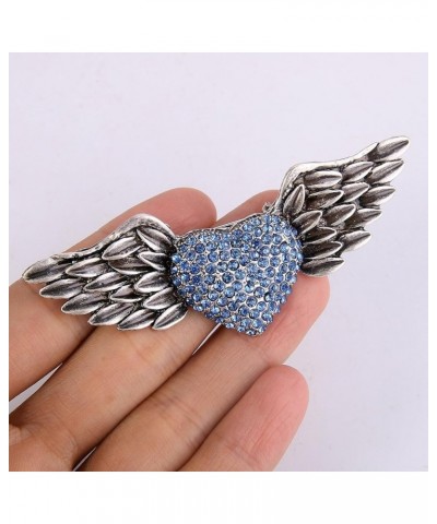 Austrian Crystal Victorian Style Love Heart Angel Wing Stunning Brooch Blue $12.23 Brooches & Pins