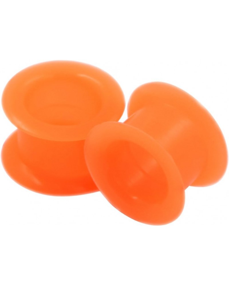 2 PC Colorful Hard Silicone Flexible Ear Skin Tunnels Plugs Hollow Ear Gauges 2G-25mm hard-orange 18mm(11/16") $8.39 Body Jew...