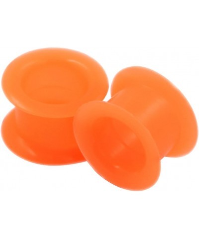 2 PC Colorful Hard Silicone Flexible Ear Skin Tunnels Plugs Hollow Ear Gauges 2G-25mm hard-orange 18mm(11/16") $8.39 Body Jew...