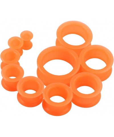 2 PC Colorful Hard Silicone Flexible Ear Skin Tunnels Plugs Hollow Ear Gauges 2G-25mm hard-orange 18mm(11/16") $8.39 Body Jew...