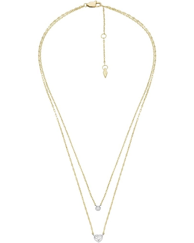 Women's Gold-Tone Stainless Steel Pendant Chain Necklace for Women Gold Double Glitz $25.05 Necklaces