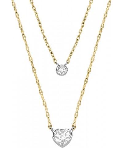 Women's Gold-Tone Stainless Steel Pendant Chain Necklace for Women Gold Double Glitz $25.05 Necklaces