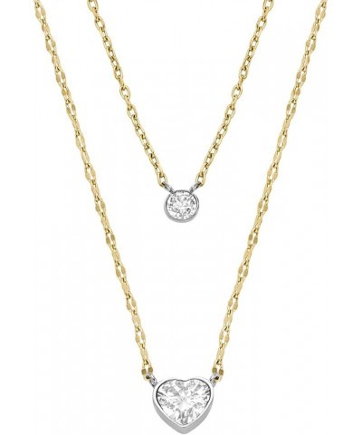 Women's Gold-Tone Stainless Steel Pendant Chain Necklace for Women Gold Double Glitz $25.05 Necklaces