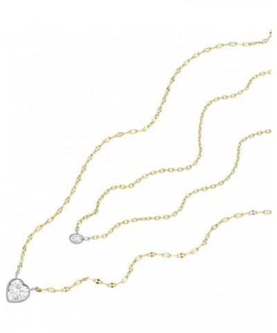 Women's Gold-Tone Stainless Steel Pendant Chain Necklace for Women Gold Double Glitz $25.05 Necklaces