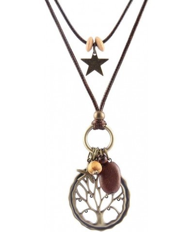 Vintage Necklace Wooden Pendant Long Necklaces for Women Boho Ethnic Style Handmade Jewelry Z Life Tree $7.66 Necklaces