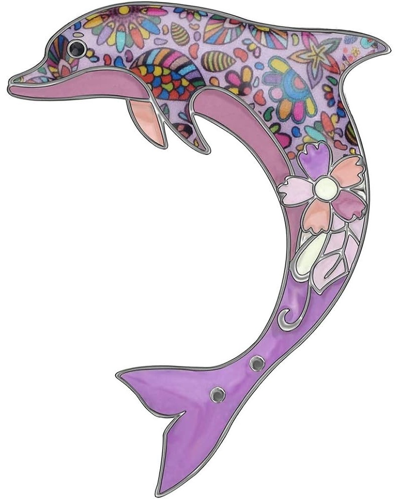 Cute Floral Enamel Dolphin Brooch Dainty Dolphin Pin Clothes Scarf Decoration for Women Girl Jewelry Gifts Purple $7.94 Brooc...