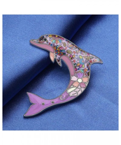 Cute Floral Enamel Dolphin Brooch Dainty Dolphin Pin Clothes Scarf Decoration for Women Girl Jewelry Gifts Purple $7.94 Brooc...