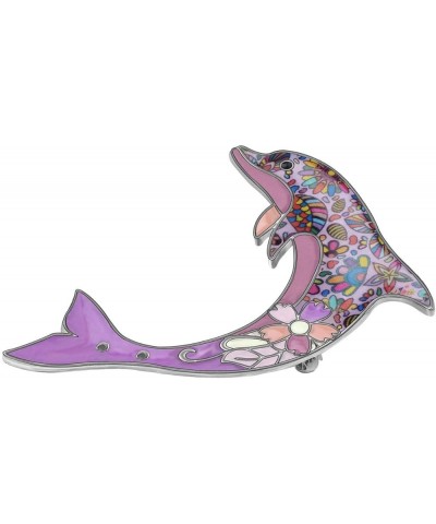 Cute Floral Enamel Dolphin Brooch Dainty Dolphin Pin Clothes Scarf Decoration for Women Girl Jewelry Gifts Purple $7.94 Brooc...