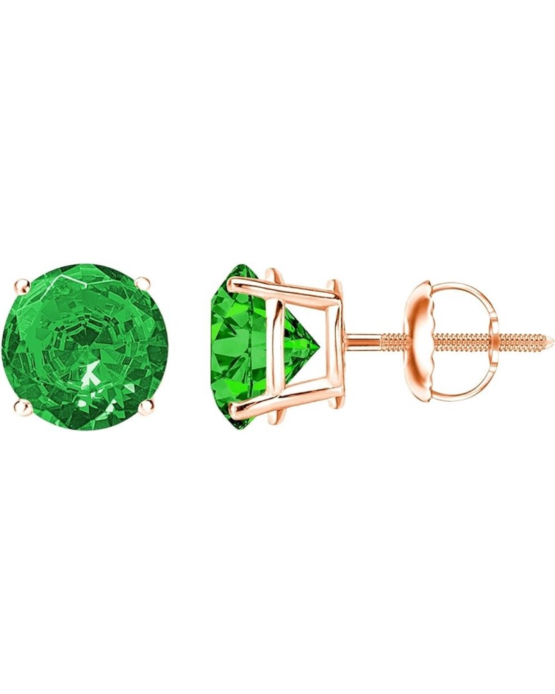 1/2-10 Carat Total Weight Emerald Stud Earrings 4 Prong Screw Back 0.5 Carat 14K Rose Gold $1.00 Earrings