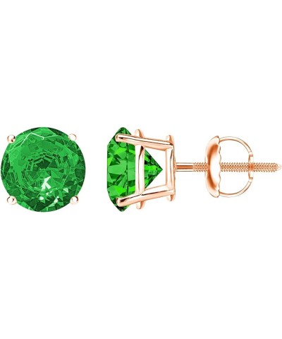 1/2-10 Carat Total Weight Emerald Stud Earrings 4 Prong Screw Back 0.5 Carat 14K Rose Gold $1.00 Earrings