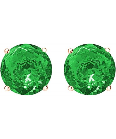 1/2-10 Carat Total Weight Emerald Stud Earrings 4 Prong Screw Back 0.5 Carat 14K Rose Gold $1.00 Earrings