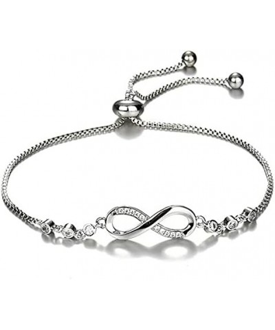 Infinity Bracelets, Silver Bracelets Diamond-studded Bracelet Mother's Day Gift for for Women Girls $10.42 Bracelets